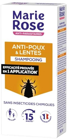 MARIE ROSE – Shampoing Efficace Anti-Poux & Lentes, Soin Doux et Purifiant (125 mL) - Lot de 3 - vendu par Lot