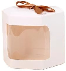 Bolsa de Regalo con Ventana Transparentes Cajas de papel for embalaje pasteles, bolsas con ventana transparente, cajas for dulces(White,13cm)