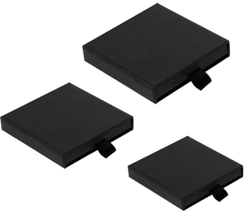 Smycken presentbox – 3 st smyckeskrin, små presentaskar i papper – liten smyckeslåda i papper – liten smyckeslåda för små smycken, armband halsband presentlåda (6 x 6 8 x 8 + 10 x 10 cm