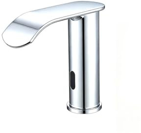 KDEGK White Automatic Infrared Sensor Faucet: Touchless Bathroom Vessel Sink Tap With Motion Activation For Hands-Free Use(Chrome)