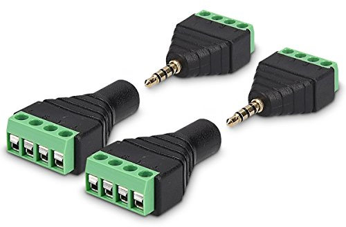 kwmobile 2X 3,5 mm Klinkenstecker Adapter - Klinke auf 4-Pin Audio Kabel Terminal Block Set - Terminalblock 3.5 mm Klinke 4-polig - Schraubbefestigung