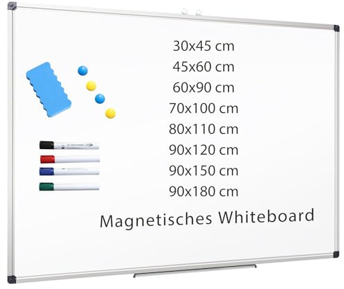 XIWODE Whiteboard mit Stiftablage, Pinnwand Tafel, Magnettafel, beschreibbar und magnetisch, mit kratzfeste Oberfläche, 120cm x 90cm, office product
