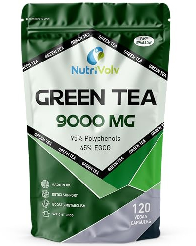 Green Tea Extract Supplement 9000mg maintaining a Healthy Metabolism, Cardiovascular System, and Immune System, Perfect for Weight Loss, Slimming Aid, & Detox | 120 Capsules