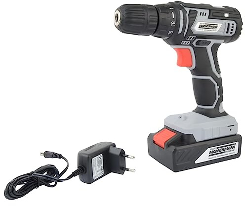 Brüder Mannesmann Akkubohrschrauber 24 V Li-Ion, 10 mm Schnellspannbohrfutter, LED-Licht, Set für Heimwerker und Profis, inkl. 2 Akkus, Ladegerät, 2 Bits, Koffer | M17695