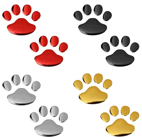 Zampette adesive ADESIVI PER AUTO MOTO CASCHI - adesivi 10X10 centimetri, Adesivi Zampe Cane Gatto 3D per Auto Esterni | 4 paia Stickers Autoadesivi Impronte per Macchina Decalcomanie - 4 colori