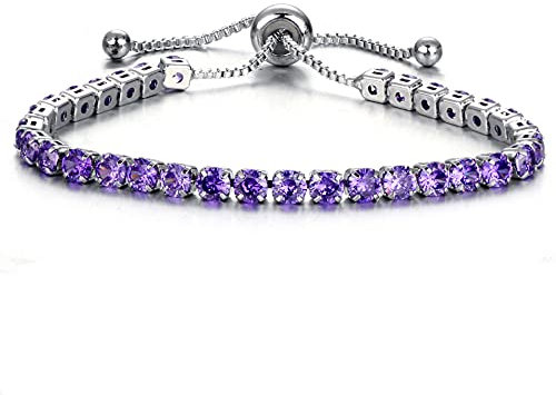 CCAIPU Bracciale da donna Bracciale con strass Zirconia placcata oro 18k Bracciale classico da tennis da donna Regali per ragazze (Viola, Legoerimg)