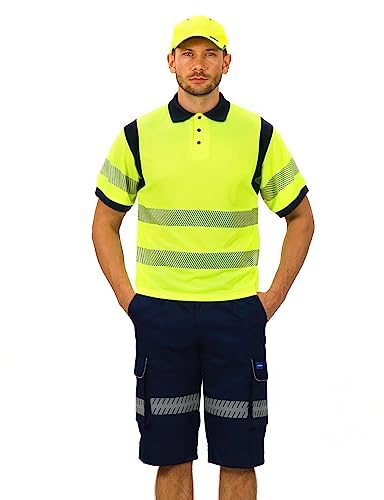 AYKRM Polo de Trabajo Seguridad Reflectante Alta Visibilidad Amarillo