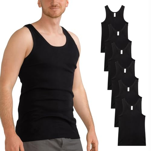 MT 6-pack bomull herrskjorta klassisk – finribbad eller dubbelribbad, Finribbad svart, XL