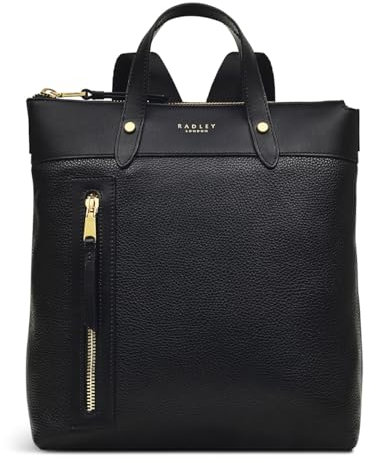 RADLEY London Zippy Small Ziptop Backpack Handbag for Women, in Black Grained Leather