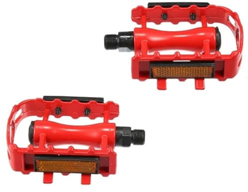 Pedales de bicicleta MTB antideslizantes – Pedales de bicicleta de 9/16 pulgadas eje para diversas bicicletas, bicicleta de montaña, ciudad, trekking – Pedal de aleación de aluminio [rojo] con