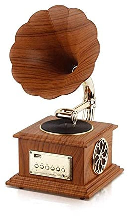KPERXIS Giradischi con Altoparlante a Tromba Mini grammofono Che Supporta la Riproduzione Bluetooth Registratore grammofonico Classico Europeo per la Decorazione nostalgica della