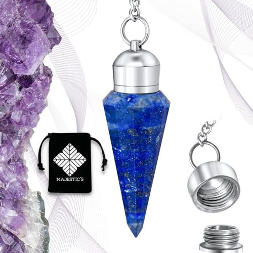 Pendule Divinatoire LAPIS LAZULI Naturelle Cône à 12 Facettes avec Chambre Témoin – Collection PRESTIGE – Pendule de Radiesthésie en Lapis Lazuli – 19 GR [GARANTIE A VIE]