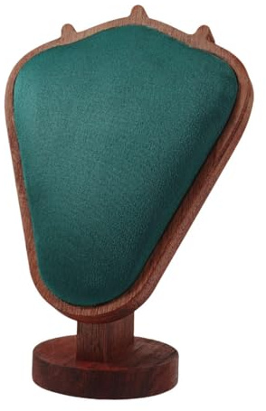 LOVIVER Présentoir à Colliers, Buste à Bijoux, Support à Bijoux, Mannequin à Collier, Base en Bois, Organisateur de Bijoux pour Commode, Vert Foncé
