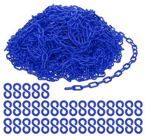 PATIKIL Enlaces de Cadena de Plástico 200 Pies de Cadenas de Seguridad | Cadenas de Plástico Azul, Cadenas de Plástico Largas, Grandes, para Barreras Control de Multitudes Espera