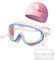 Wohlstand Kinder Schwimmen Brille,Kinder Schwimmbrille Badekappe,Antibeschlag Wasserbrille,UV-Schutz, KEIN Auslaufen,Schwimmmaske mit Großen Gläsern (gepudert)