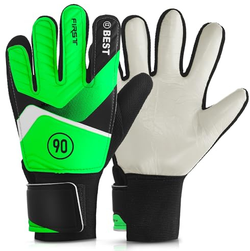 Starvortex Fotbollshandske för barn, vuxna, halkfria latexmålvaktshandskar, skyddande fotbollshandske handleder, handflator och fingrar, lämpliga för barn, tonåringar, vuxna (storlek 8)