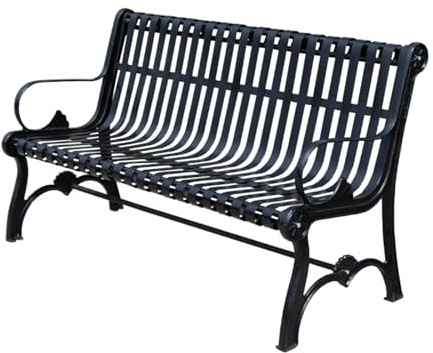 Cast Iron Garden Bench - Outdoor Patio Furniture Chair, Slatted Weather-Resistant Seat, Ideal for Yard, Park, Deck, Lawn, Durable Steel Frame