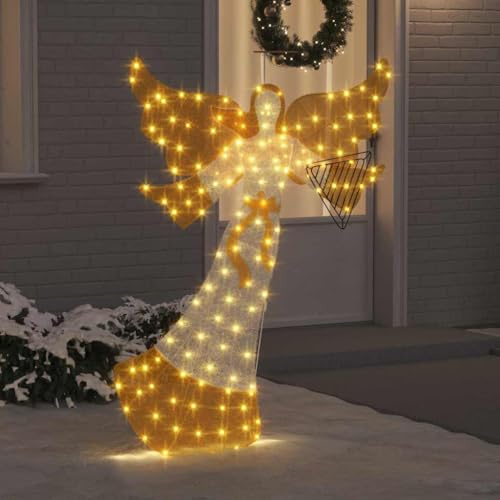 Angelo Illuminato con Luci LED Bianche Calde, Design Moderno in Poliestere, Adatto per Interni ed Esterni, Decorazione Natalizia per Soggiorno e Giardino, 116x29x158.5 cm