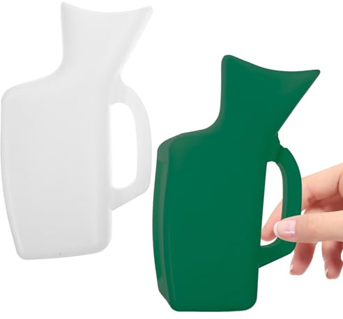 TEHAUX Lot de 2 Urinoirs Féminins Portables 1000 Ml Bouteilles d'Urine Pratiques en Plastique Épais Blanc et Vert Adaptées pour Voyage Usage Domestique et Urgence