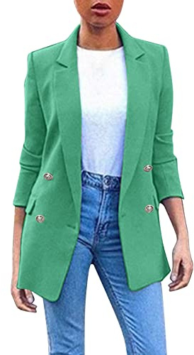Longblazer dam sportig svart kavaj sportig elegant basic kavaj | Övergångsjacka butik öppen kavajjacka enfärgad kavaj revers fritid sweatblazer med fickor kontorsjacka
