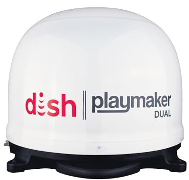 Winegard PL-8000 White Dish Playmaker HD Satellite Antenna Dual Receiver Capability, Optional RV Roof Mount