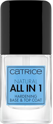 Catrice Natural All in 1 Hardening Base &Top Coat, Unter- und Überlack, transparent, schützend, schimmernd, transluzent, glänzend, ohne Aceton, vegan, Mikroplastik Partikel frei (10,5ml)
