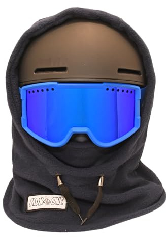 MDXONE Kids Over The Helmet Balaclava Children face mask with buttons for pompoms with elastics (sold separately) (Azure)