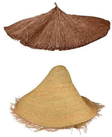 Jardin202 - Manto de Sombrilla de Brezo y Esparto para Exteriores – Manto Redondo para Sombrilla de Playa, Jardín y Piscina | Diámetro: 2,2 Metros (Esparto)