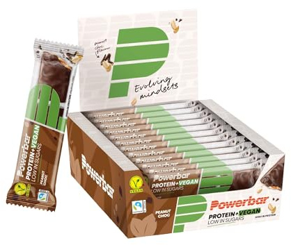 Power Barr Protein Plus Low Sugar Vegan Peanut Choc 12x42g - High Protein Low Sugar Vegan Bar