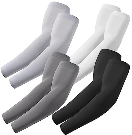 ROXUN 4 Paia Manicotti Braccia per Uomo e Donna, Ideali per Sportivi Padel Basket Pallavolo Nero+Grigio Scuro+Grigio Chiaro+Bianco