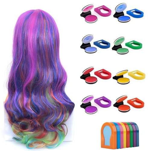 Snowtain 8 Colori Gessi Colorati per Capelli,Colori per Capelli per Bambini,Tinture per Capelli Temporanee Lavabili Perfetto per feste e strumenti per colorare i capelli per ragazze.