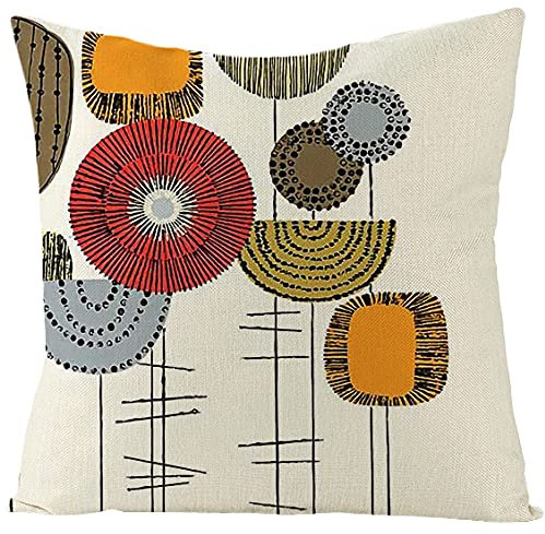 Kissenbezug Rote Blumen Kissenhülle Leinen Kissenbezüge Sofakissen Dekokissen Für Sofa Schlafzimmer Wohnzimmer,Outdoor Kissen Mit Reißverschluss 80X80Cm