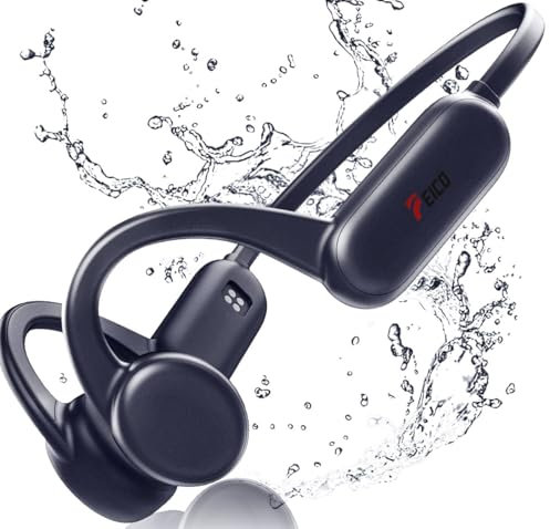 FEICO Bone Conduction Headphones with Built-in MP3 – 32GB Sports Headset, IP68 Waterproof, Bluetooth 5.3 Open-Ear Earphones for Swimming, Running, Cycling & Driving, Mic Included