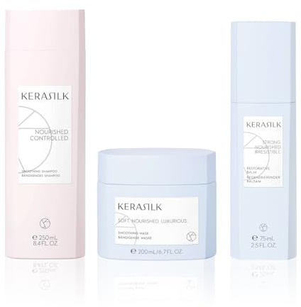 Kerasilk Anti-Frizz Pflegeroutine mit Shampoo, Haarmaske & Balsam. Für unruhiges Haar, Gegen Frizz