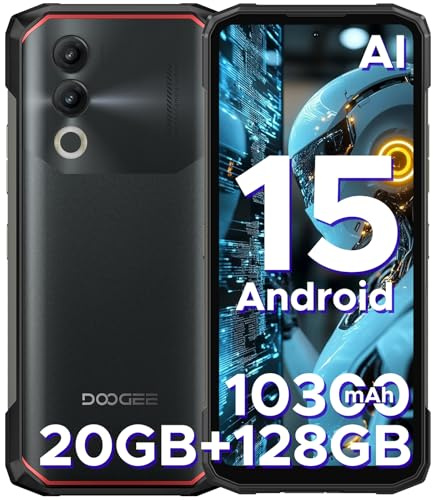 DOOGEE Blade 20 AI Rugged Smartphone - Android 15, 10300mAh Battery, 20GB+128GB/2TF, 90Hz 6.6 Rugge phone, IP68/IP69K Waterproof Phone, 3 Card Slots, 4G Dual SIM/NFC/OTG/16MP/GPS/Face ID, 2025(Black)