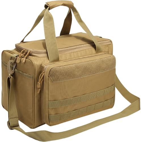 Borsa per gamma di armi, borsa da tiro a pistola in stoffa Oxford con scomparti e multi-tasche, custodia a pistola portatile con manico e cinghia per esterno, arrampicata, escursioni
