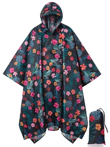 Royalotic Fashion Hooded Rain Poncho Waterproof Raincoat Jacket with pocket for Women/Men/Adult