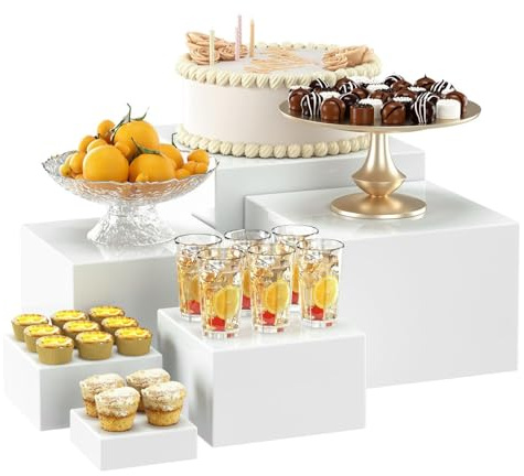 Ayolofei 6 supporti per torte in acrilico, per buffet, 3 – 8 pollici, colore bianco, supporto per espositori alimentari, accessori per matrimoni, compleanni, feste, cupcake