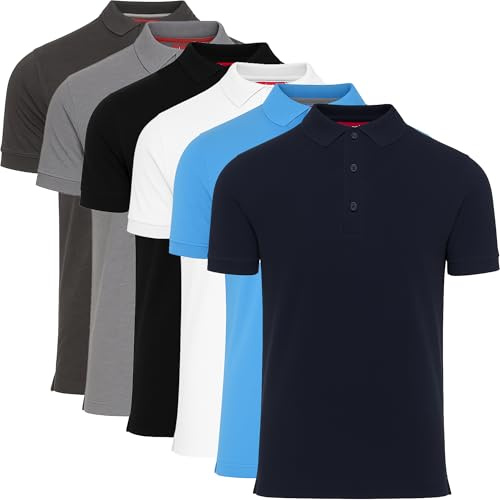 New Pack of 4 Mens Polo Shirt Short Sleeve Plain Pique Top Designer Tshirt Tee Holiday Collared Golf 4 & 6 Multi-Pack for Everyday Casual Wear