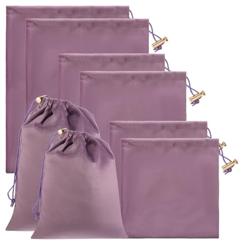 Soft Velvet Drawstring Pouch, 6Pcs Adjustable Jewellery Gift Bag Storage Soft Storage Bags Adult Toy-Storage Bags for Women Men Couples Toy Underwear Cosmetic Sunglasses Travel Camping(3 Sizes Purple)
