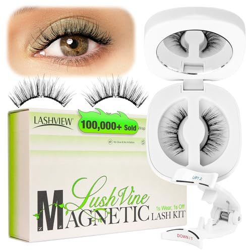 LASHVIEW Upgrade Soft Magnetic Eyelashes with Applicator, Reusable Magnetic Lashes Natural Look, No Glue Needed, Windproof & Waterproof for All-Day Comfort (L01)