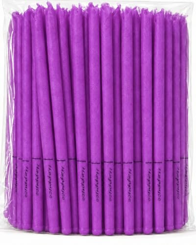 Ear Candles, Happycoco Hopi Ear Candles All Natural Beeswax Canding Cones Ear Wax Remover Candles 100% Non-Toxic Cylinders Fragrance Hollow Cone Candles with(8 Colours)+8 Disks (Purple - 50 Pairs)