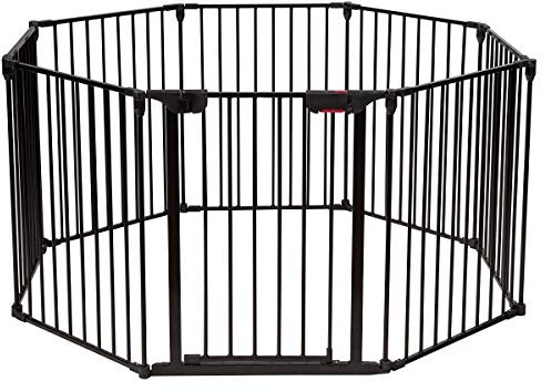 COSTWAY Barrière de Sécurité Enfant Clôture de Cheminée en Fer Pare-Feu de Cheminée 8 Pans 500x75cm Noir (Noir)