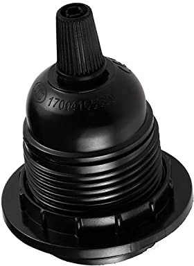 E27 Lamp Holder Black Plastic Bakelite Socket 37W x 57H Heat Resistant Edison Screw Bulb Fitting Vintage Pendant Light Base for DIY Lighting Pendant Ceiling Table Wall Lamps Secure Threaded Fixing UK