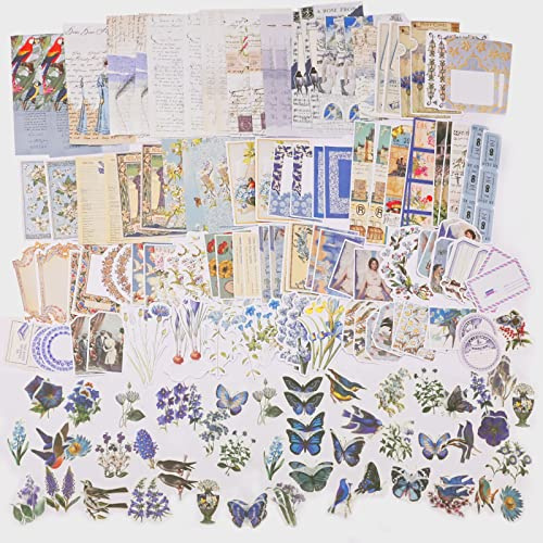 200 Pezzi Vintage Adesivi per Scrapbooking,Forniture per il Giornalismo Retrò Carta Decorativi Stickers Estetica,Washi fai da te Artigianato Botanico Animali Kit,perAlbum,Disegno Diario,Calendario