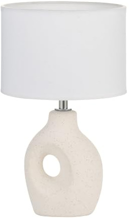 Pauleen 48319 Tischleuchte Pure Crush E14 max. 20W Creme, Beige matt Stoff, Keramik Nachttischleuchte