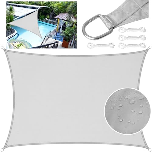 LEcylankEr Vela Ombreggiante Impermeabile, Vela Ombreggiante Anti UV, Tenda a Vela per Esterno, Adatto per Giardini/Terrazze/Piscine (4 * 5M, Grigio)