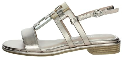 MARCO TOZZI Damen Sandalen flach mit Schließe Sommer, Metallisch (Rose met. Comb), 38 EU