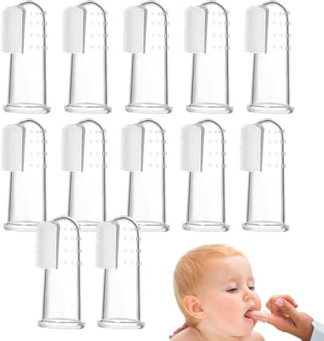 12 Stück Silikon-Baby-Fingerzahnbürste, weiche Fingerzahnbürste für Babys zur Linderung des Zahnens, klare Fingerzahnbürste für Kleinkinder zur Mundreinigung, Pflege, Baby-Zahnbürste