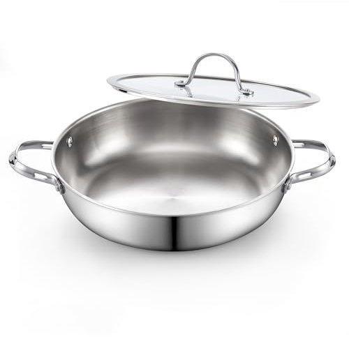 Cooks Standard 12-inch Multi-Ply Clad Stainless Steel Chef's Pan with Lid